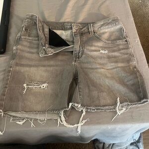 Maurices Gray Distressed Jean Shorts